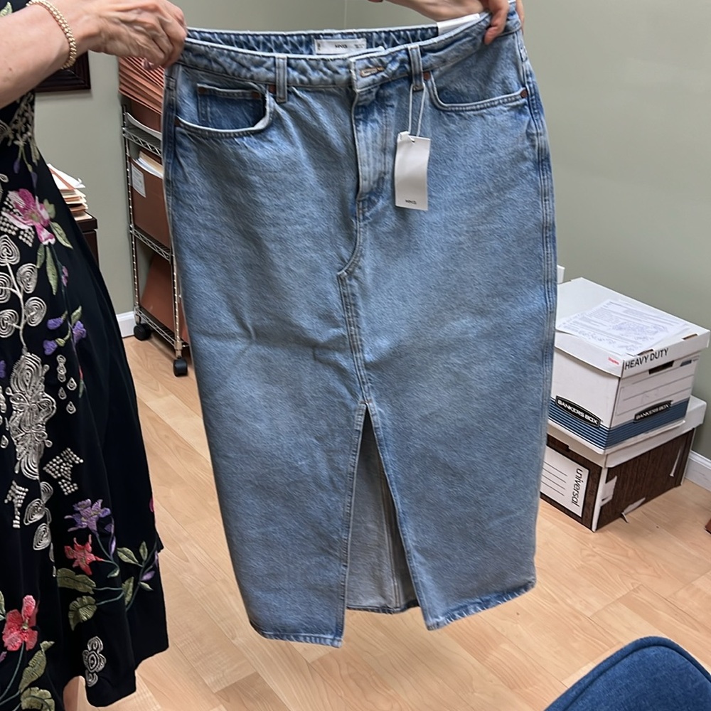Mango denim midi skirt size XL new with tags
